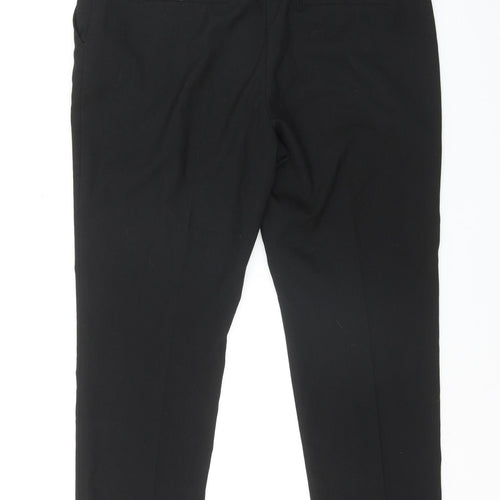 NEXT Womens Black  Polyester Trousers  Size 14 L28 in Regular Button