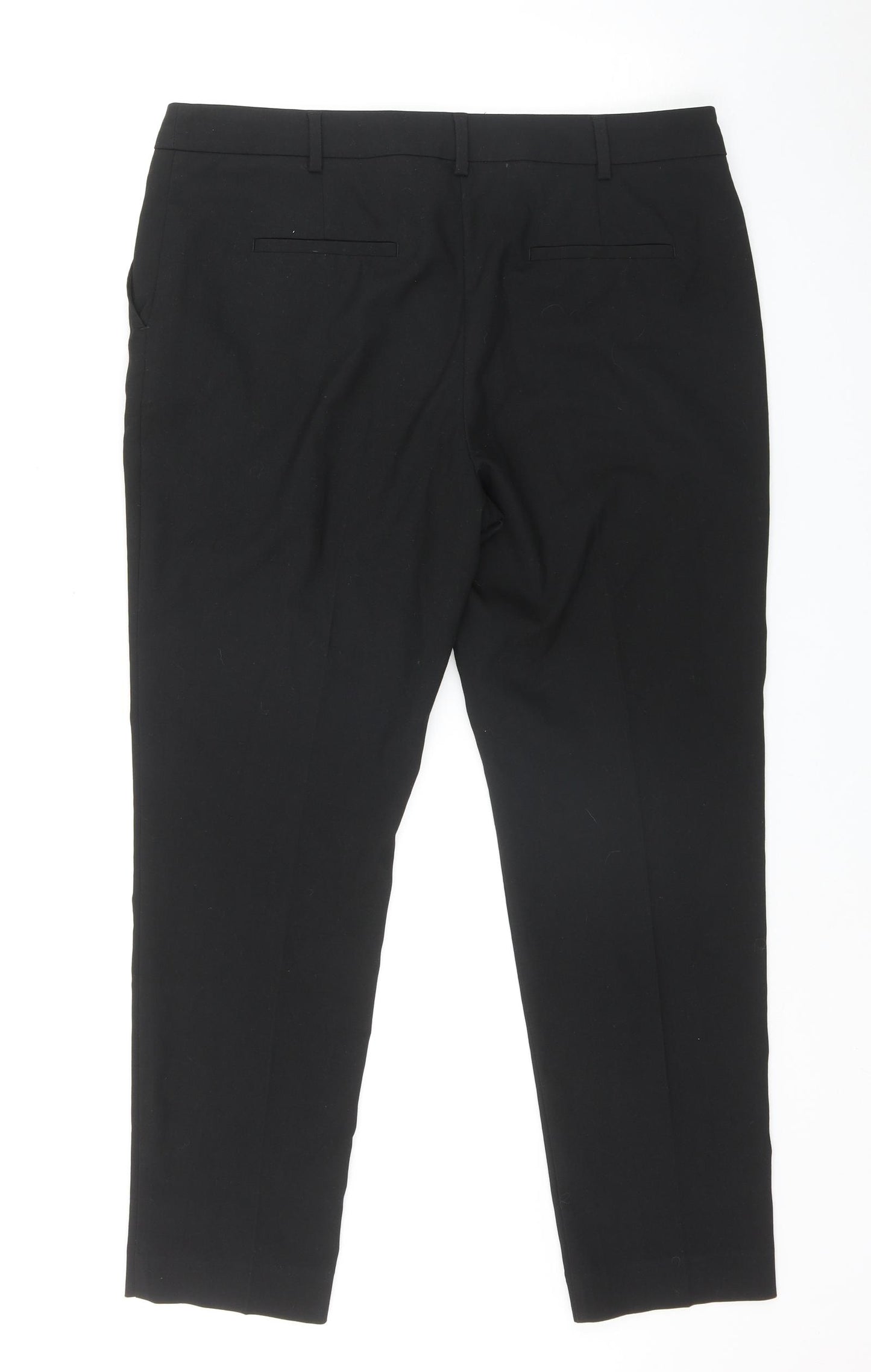 NEXT Womens Black  Polyester Trousers  Size 14 L28 in Regular Button