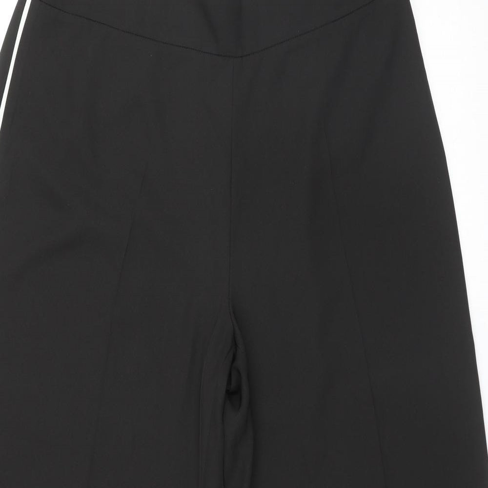 Marks and Spencer Womens Black  Polyester Cropped Trousers Size 12 L24 in Regular Zip