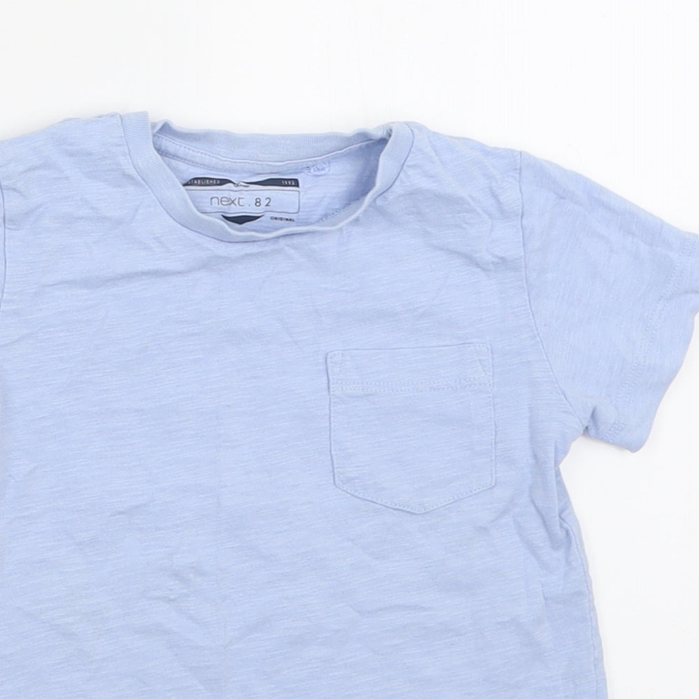 NEXT Boys Blue  Cotton Basic T-Shirt Size 2-3 Years Crew Neck Pullover