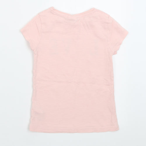 F&F Girls Pink  Cotton Basic T-Shirt Size 3-4 Years Crew Neck Pullover - Mickey Mouse Disney