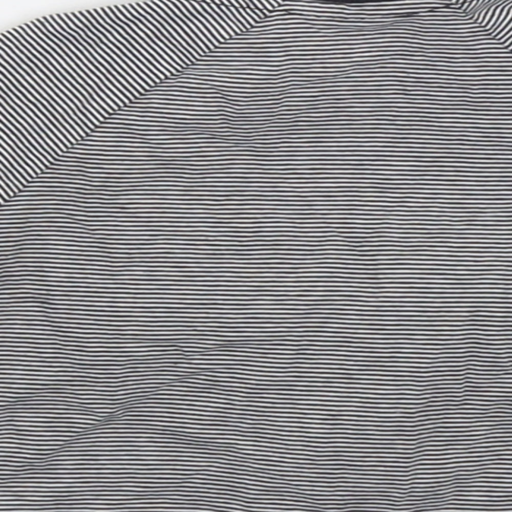 geprge Boys Black Striped Cotton Basic Casual Size 0-3 Months Crew Neck Button