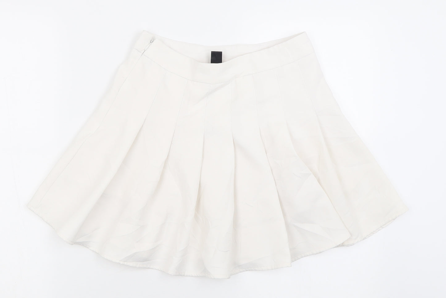 SheIn Womens White  Polyester Skater Skirt Size S   Zip