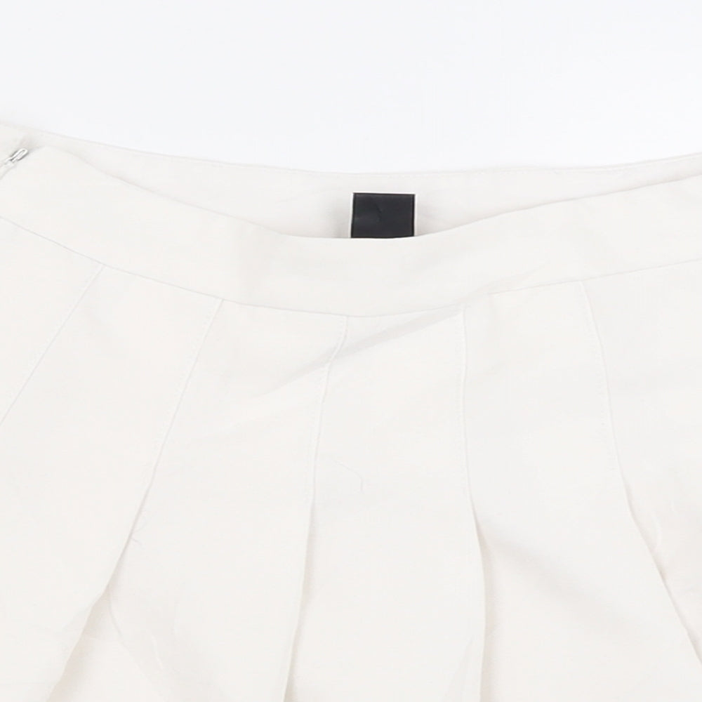 SheIn Womens White  Polyester Skater Skirt Size S   Zip