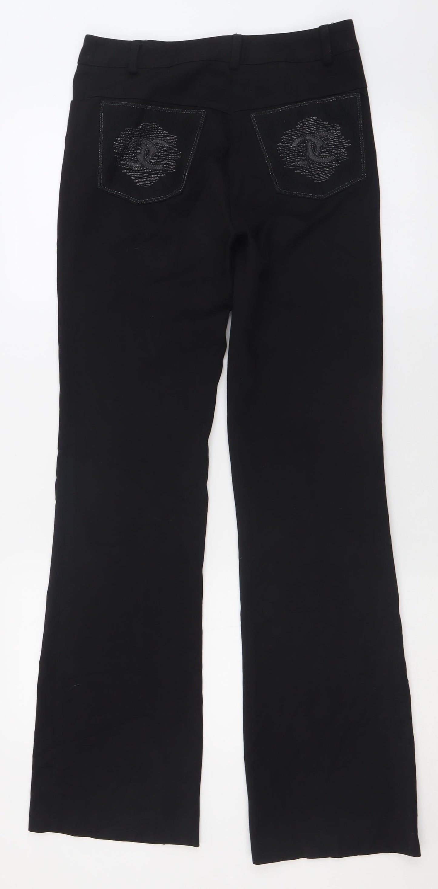 Paris Womens Black  Polyester Trousers  Size 28 L33 in Regular Button