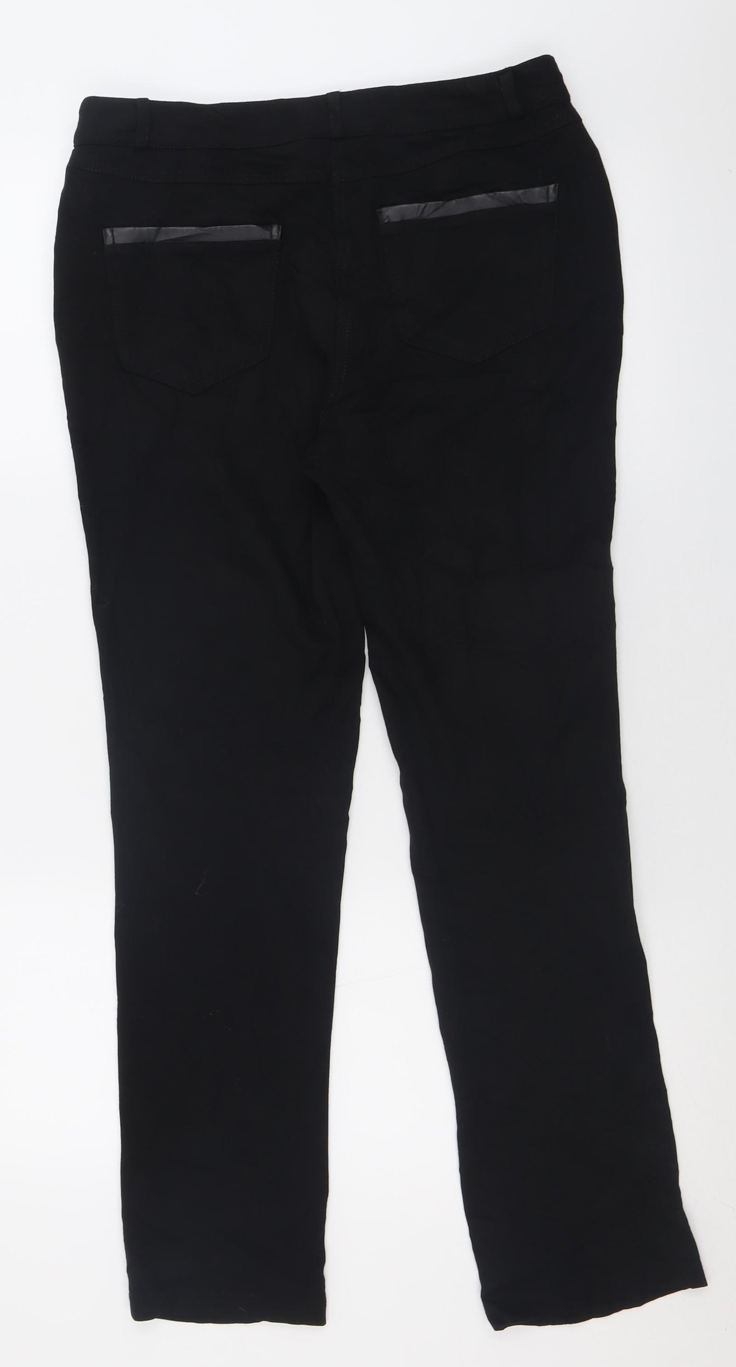 BHS Womens Black  Viscose Trousers  Size 12 L30 in Regular Button