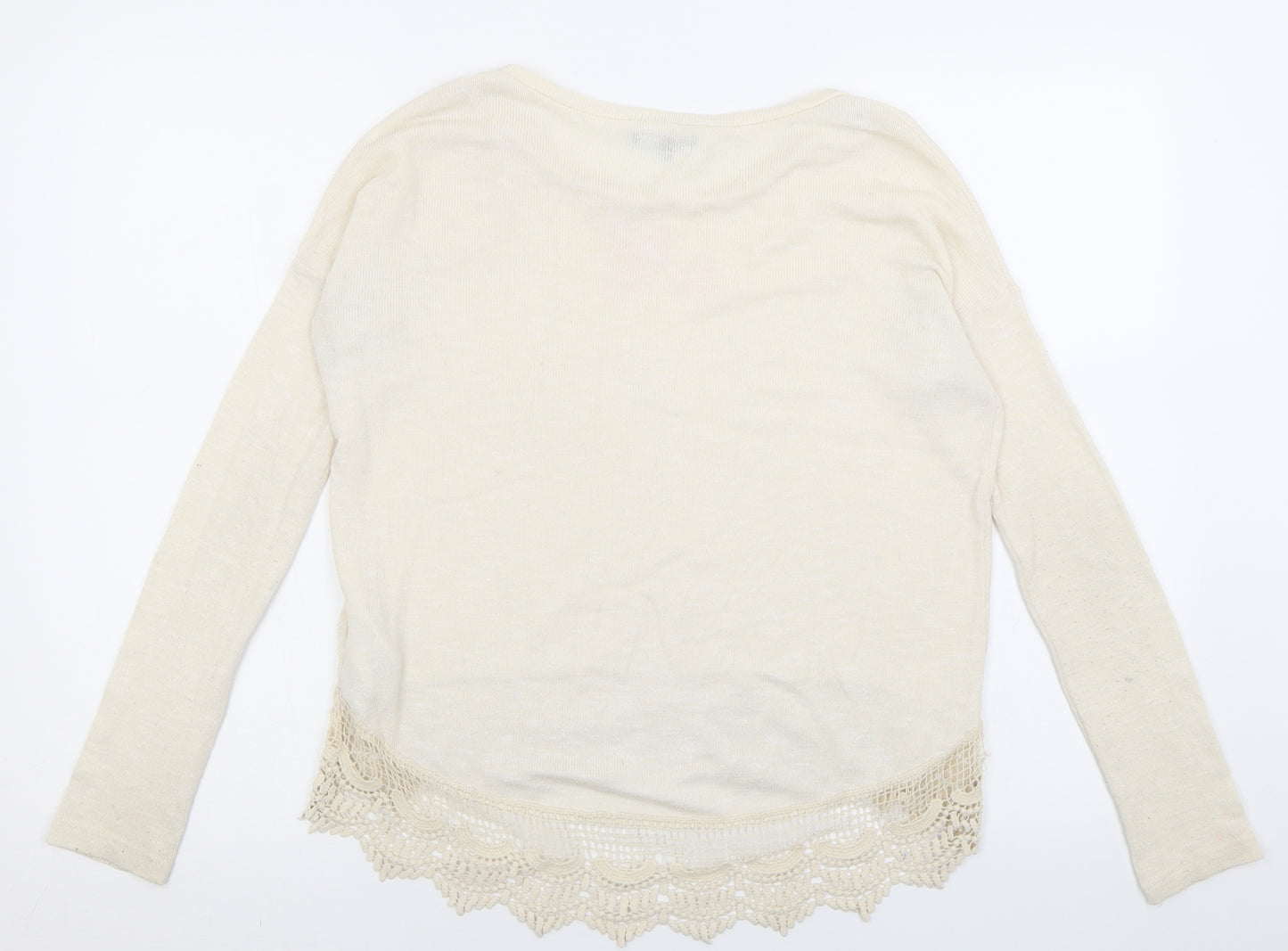 New Look Womens Beige Crew Neck  Polyester Pullover Jumper Size 8