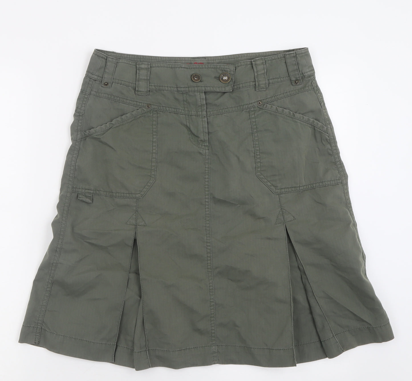 TOM TAILOR Womens Green  Cotton A-Line Skirt Size 10   Button