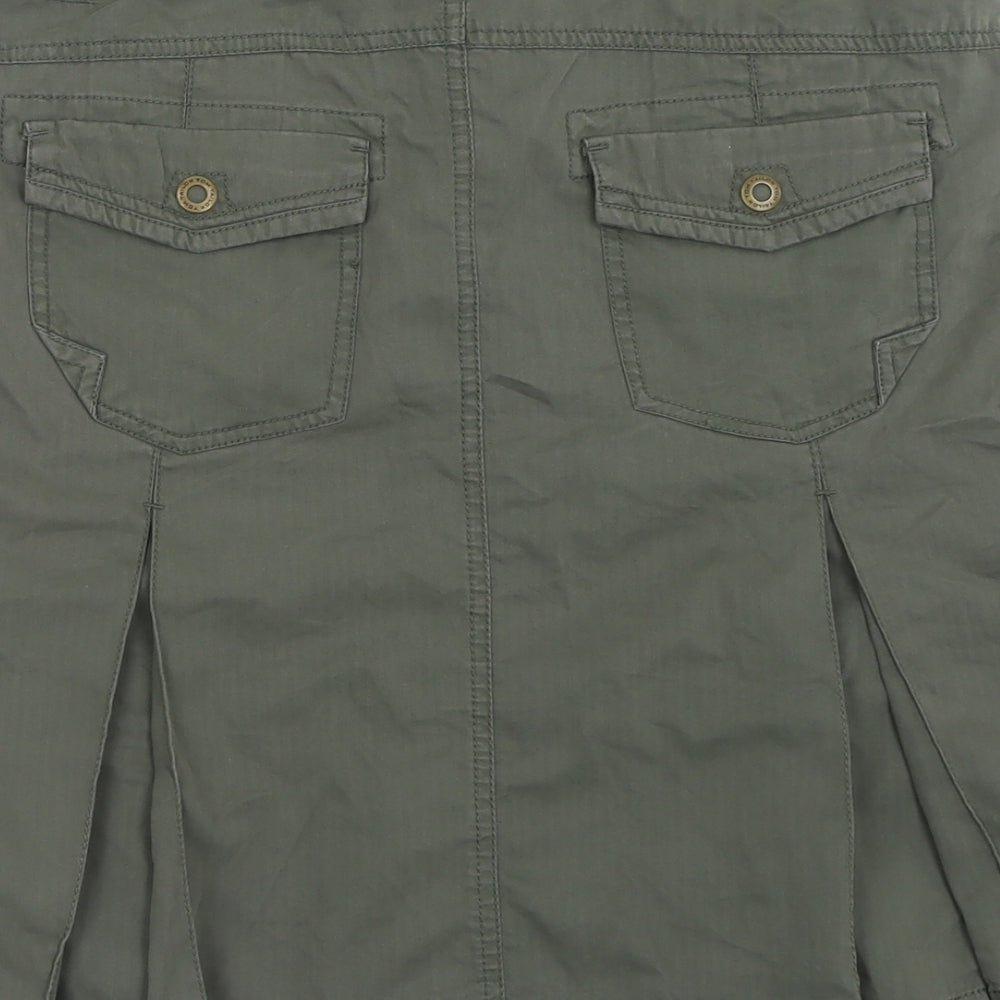 TOM TAILOR Womens Green  Cotton A-Line Skirt Size 10   Button