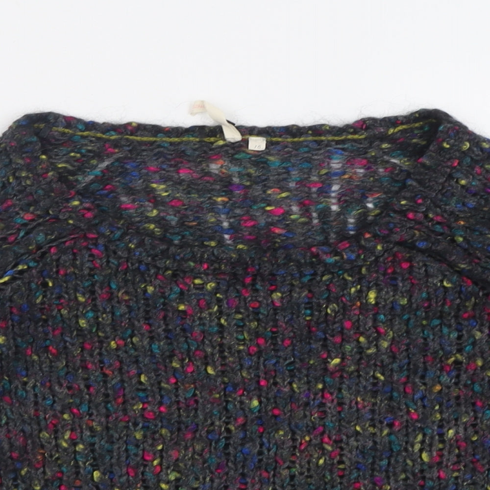 White Stuff Womens Multicoloured Crew Neck  Acrylic Pullover Jumper Size 16