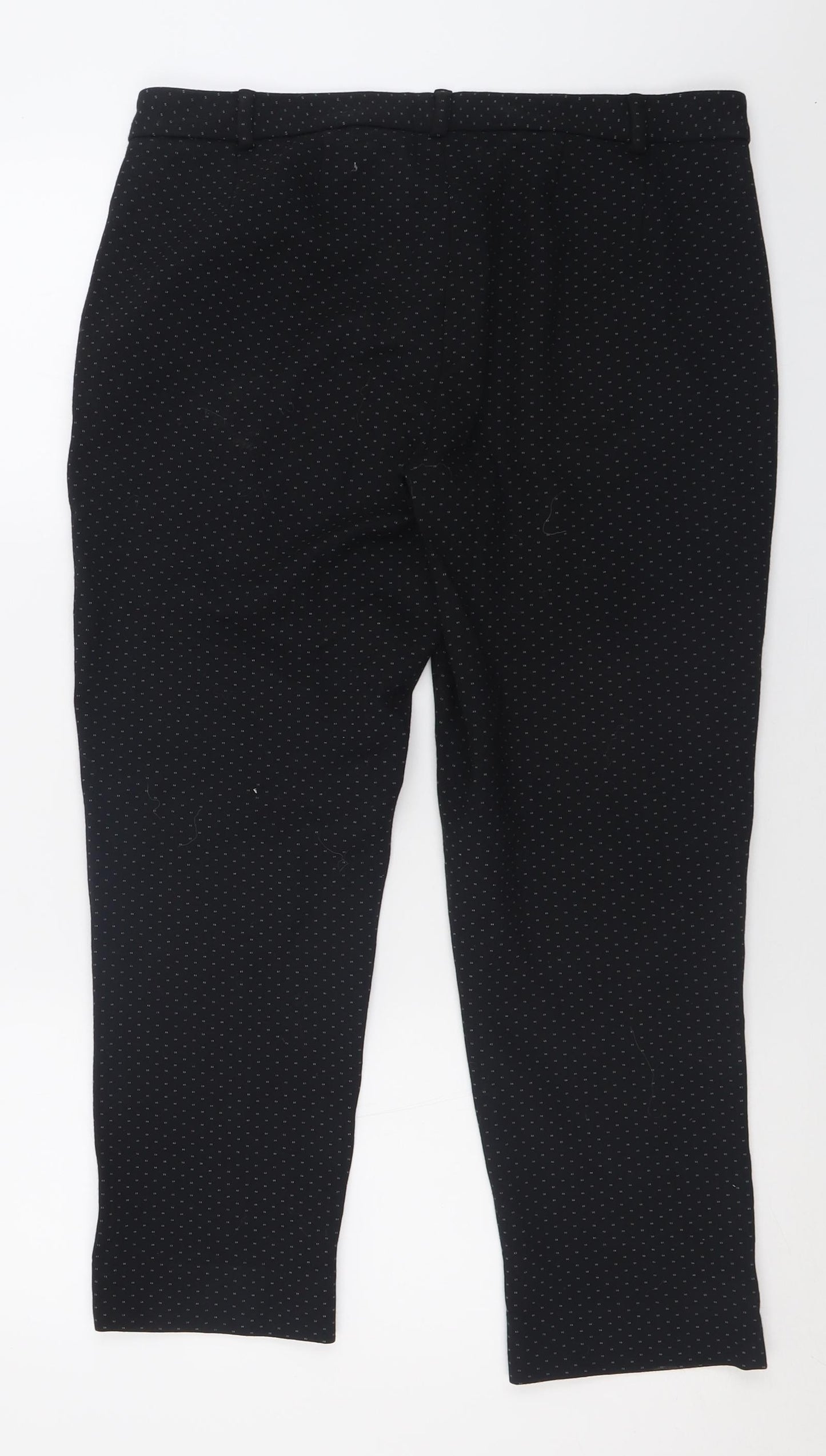 Marks and Spencer Womens Black Geometric Viscose Trousers  Size 14 L25 in Regular Hook & Eye