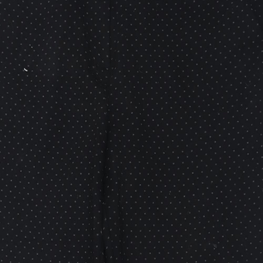 Marks and Spencer Womens Black Geometric Viscose Trousers  Size 14 L25 in Regular Hook & Eye