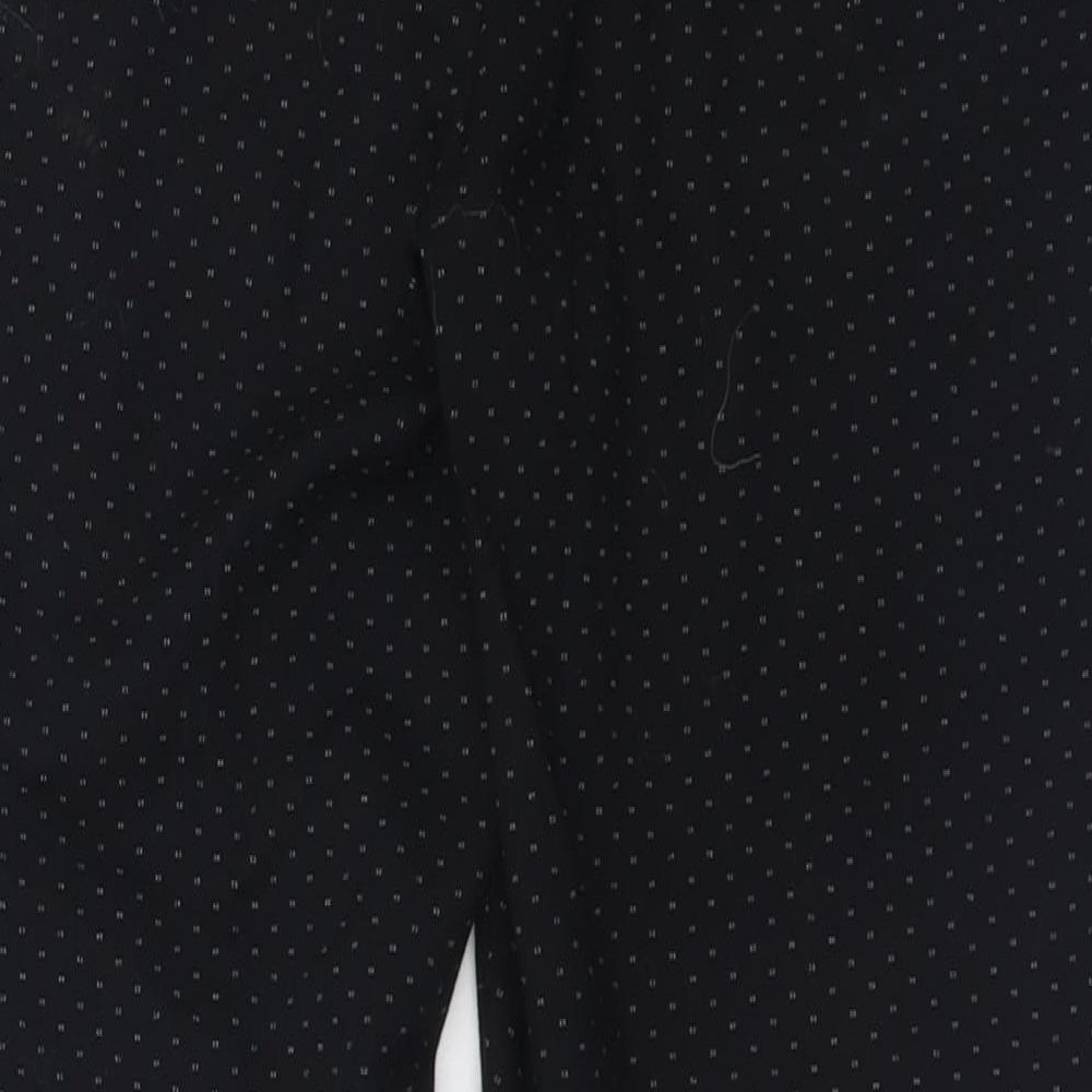 Marks and Spencer Womens Black Geometric Viscose Trousers  Size 14 L25 in Regular Hook & Eye