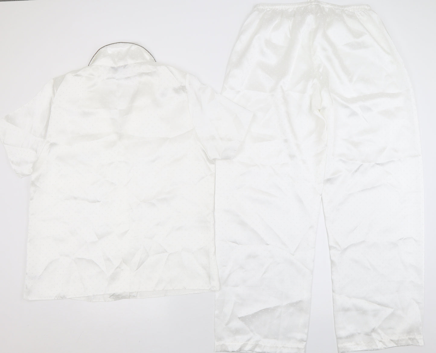 BHS Womens White Polka Dot Polyester Cami Pyjama Set Size 14  Button