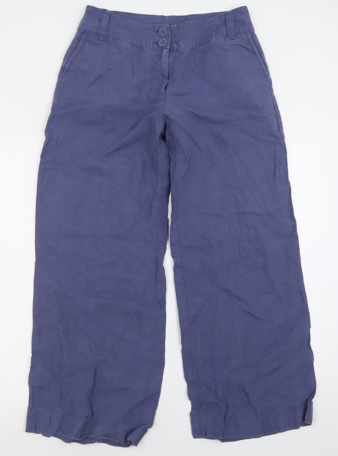 Laura Ashley Womens Purple  Linen Trousers  Size 10 L28 in Regular Button
