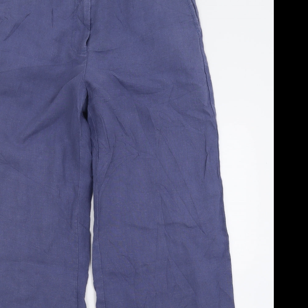 Laura Ashley Womens Purple  Linen Trousers  Size 10 L28 in Regular Button