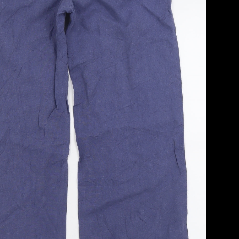 Laura Ashley Womens Purple  Linen Trousers  Size 10 L28 in Regular Button