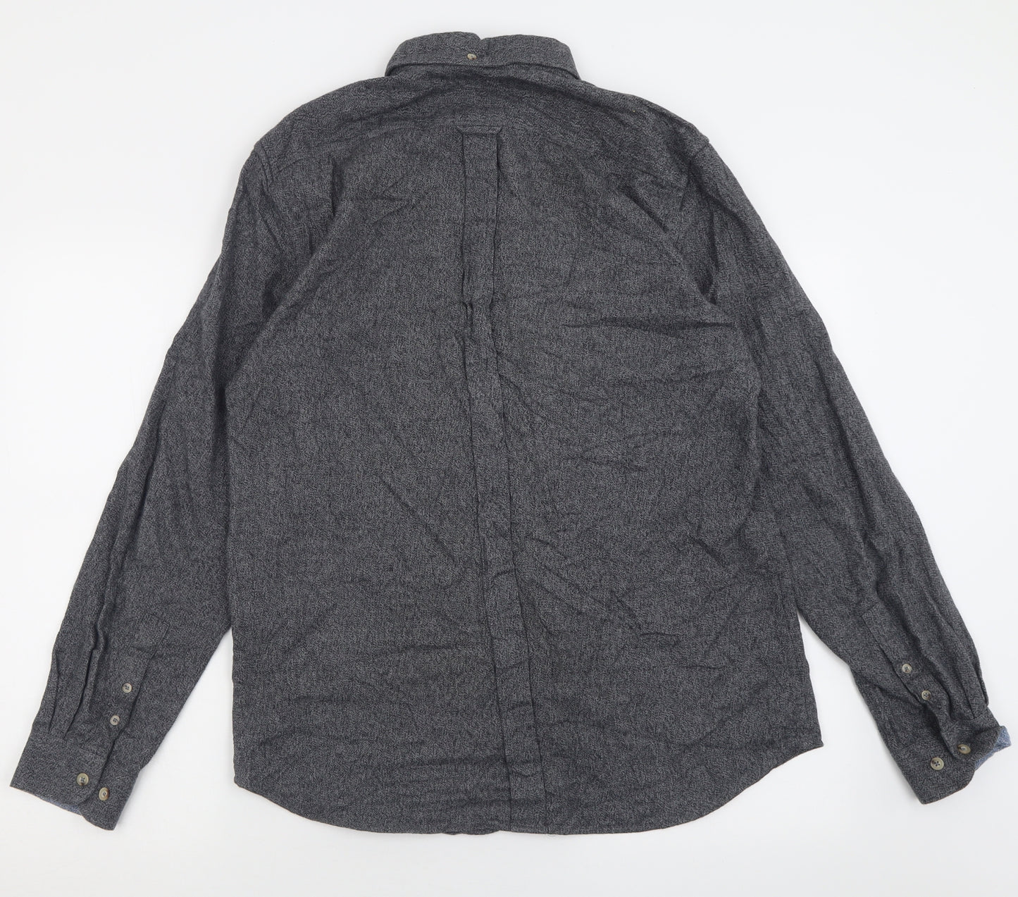 Ben Sherman Mens Grey  Cotton  Button-Up Size L Collared Button