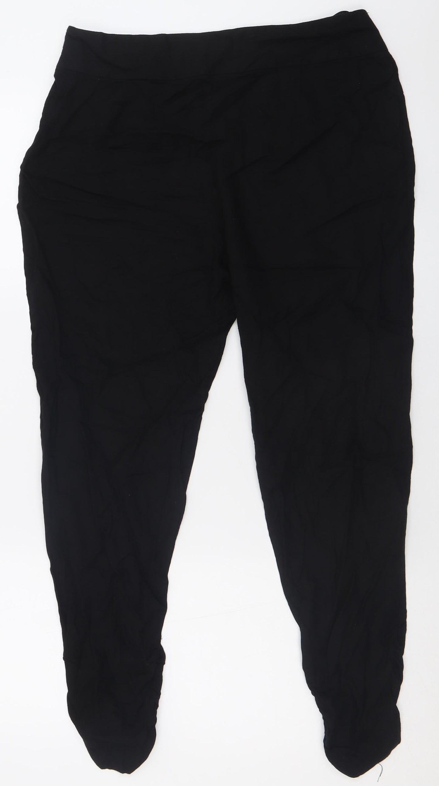 Wallis Womens Black  Viscose Trousers  Size 12 L28 in Regular Zip - ruched legs