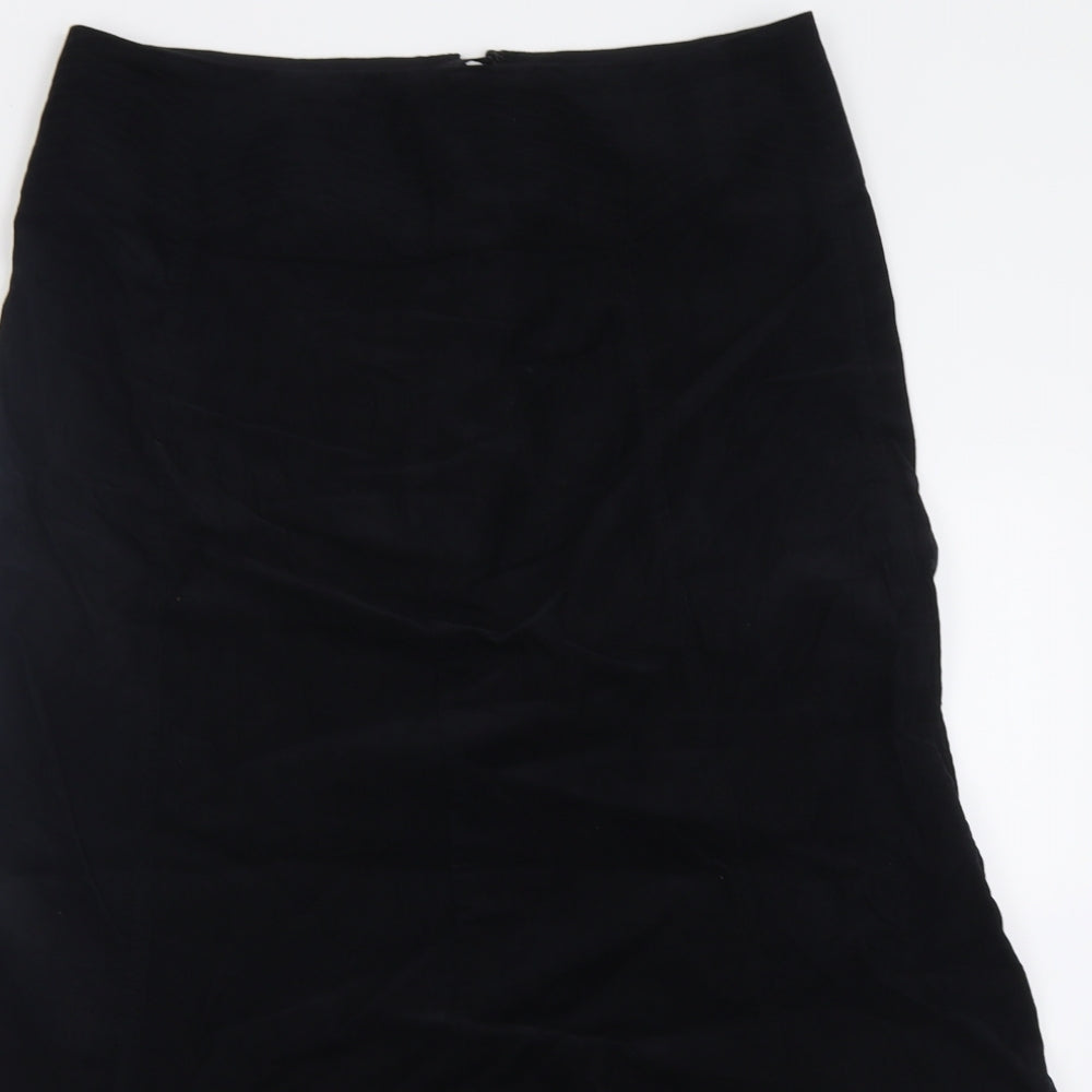 Laura Ashley Womens Black  Cotton A-Line Skirt Size 12   Zip