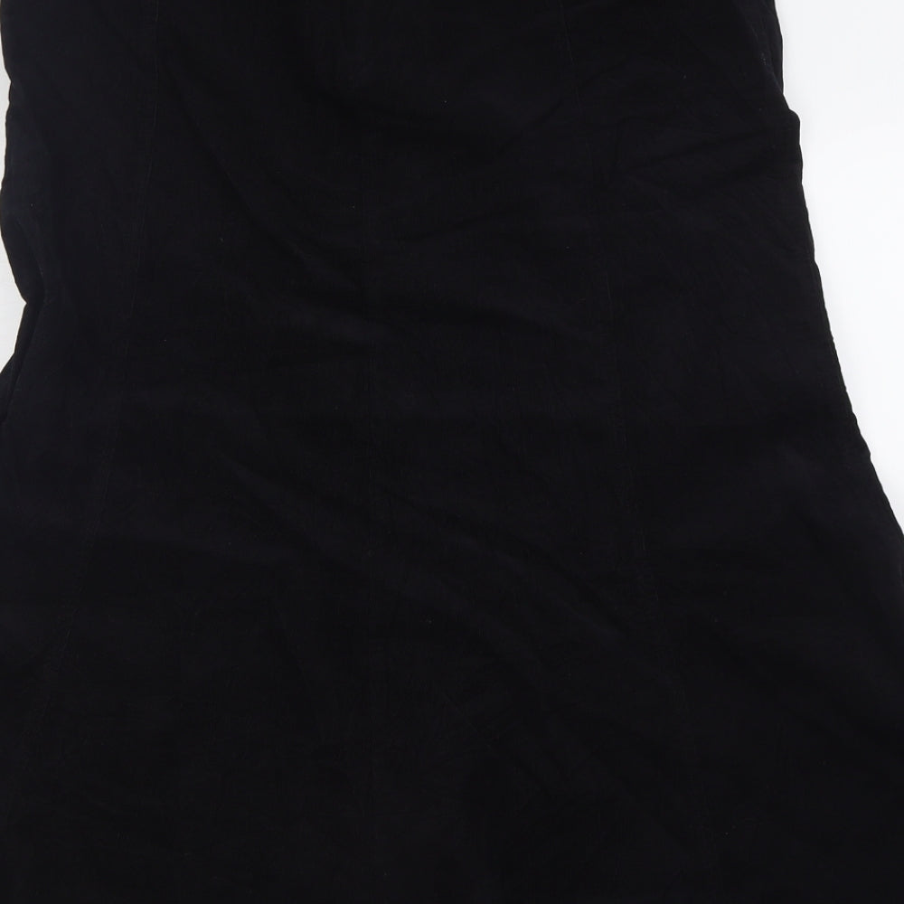Laura Ashley Womens Black  Cotton A-Line Skirt Size 12   Zip