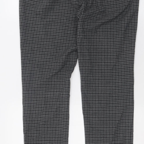 NEXT Womens Grey Plaid Polyester Trousers  Size 14 L30 in Regular Hook & Eye
