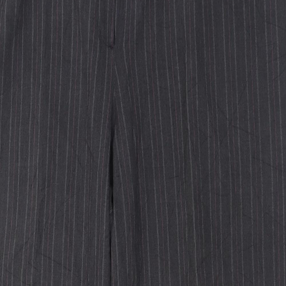 BHS Womens Grey Striped Polyester Trousers  Size 18 L30 in Regular Hook & Eye