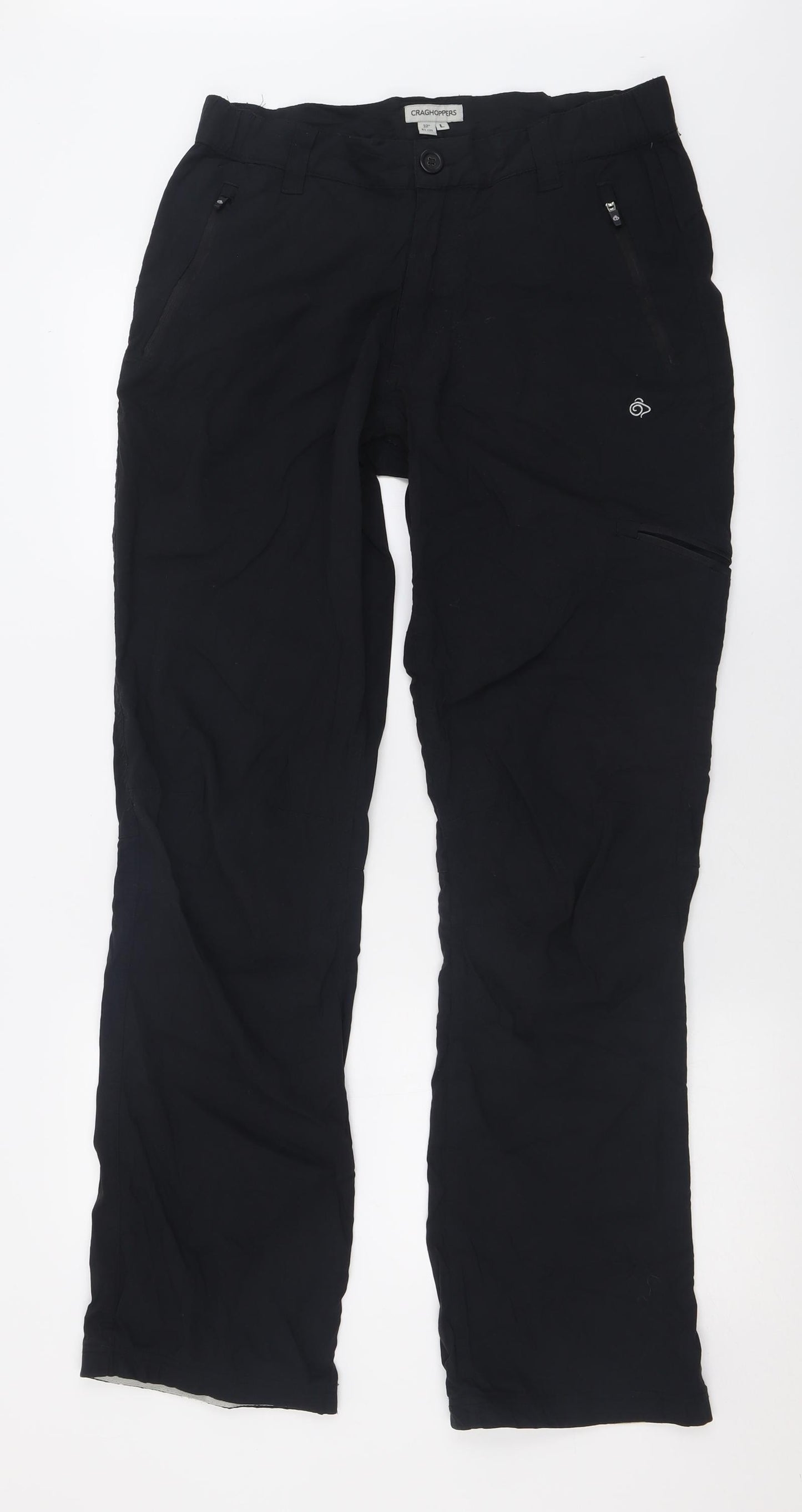 Craghoppers Mens Black  Polyamide Cargo Trousers Size L L32 in Regular Button