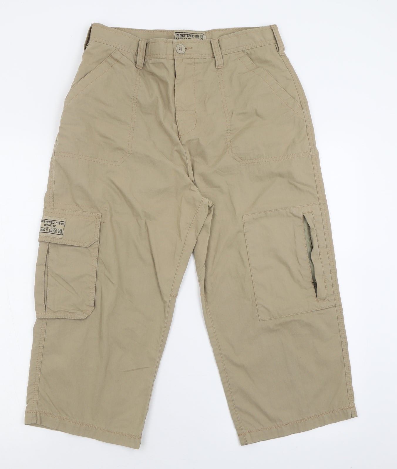 NEXT Mens Beige  Cotton Cargo Shorts Size 30 in L10 in Regular Button