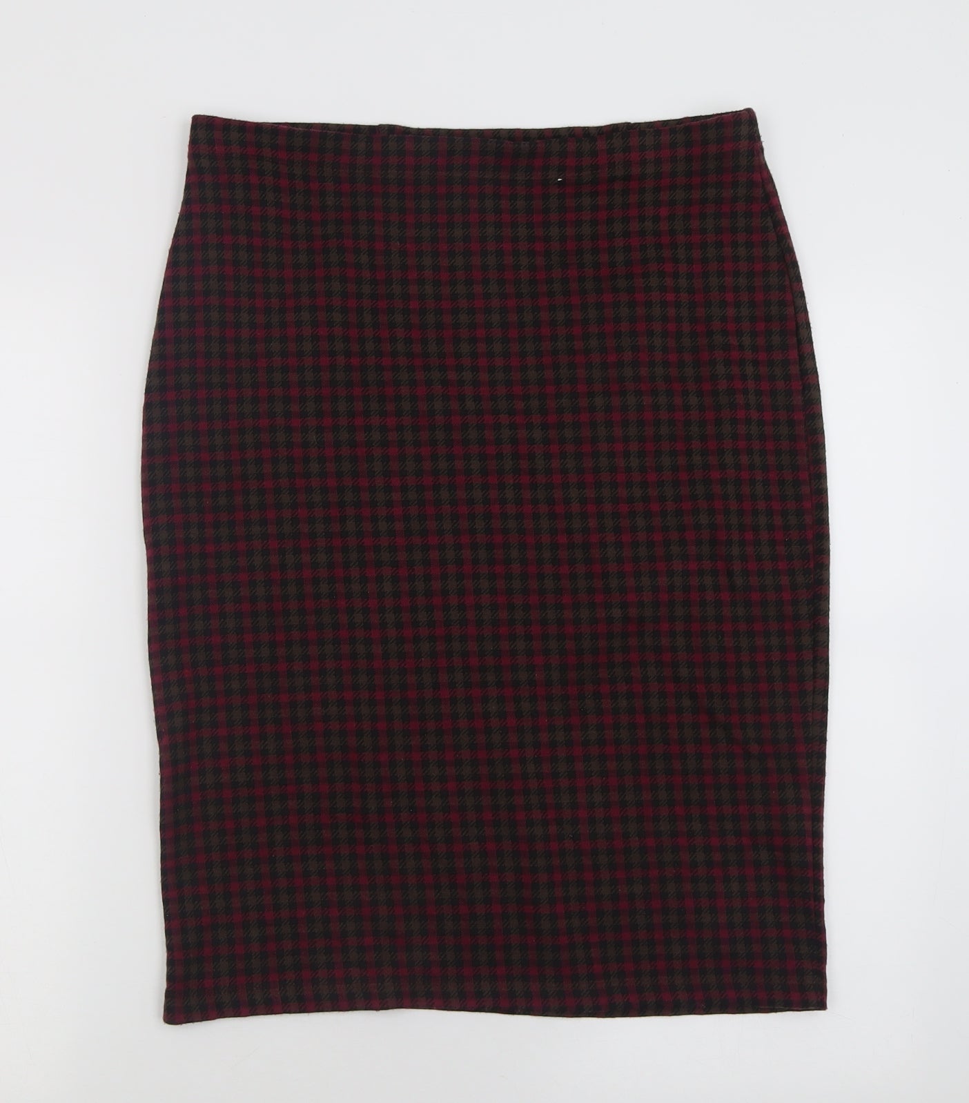 TU Womens Purple Check Polyester Straight & Pencil Skirt Size 14
