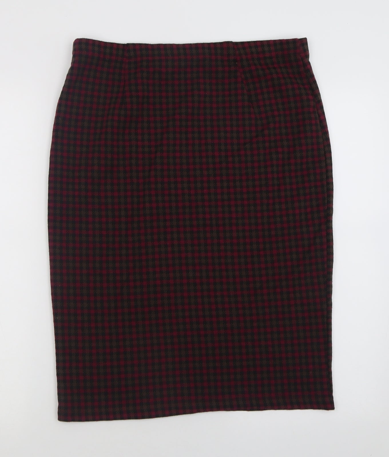 TU Womens Purple Check Polyester Straight & Pencil Skirt Size 14