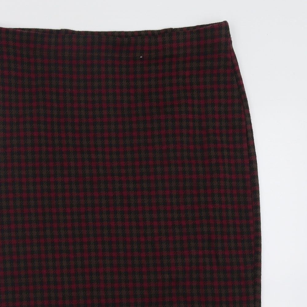 TU Womens Purple Check Polyester Straight & Pencil Skirt Size 14