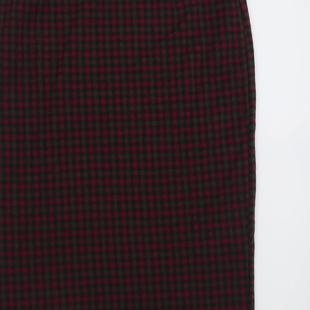 TU Womens Purple Check Polyester Straight & Pencil Skirt Size 14