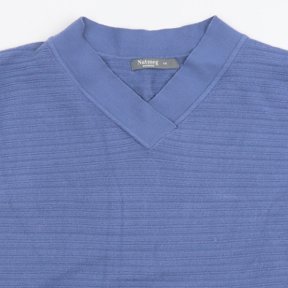 Nutmeg Womens Blue V-Neck  Viscose Pullover Jumper Size 10