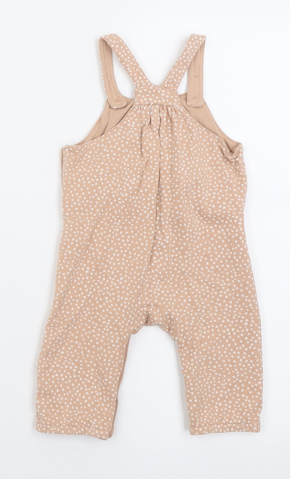 John Lewis Girls Pink Polka Dot Cotton Dungaree One-Piece Size 3-6 Months  Button