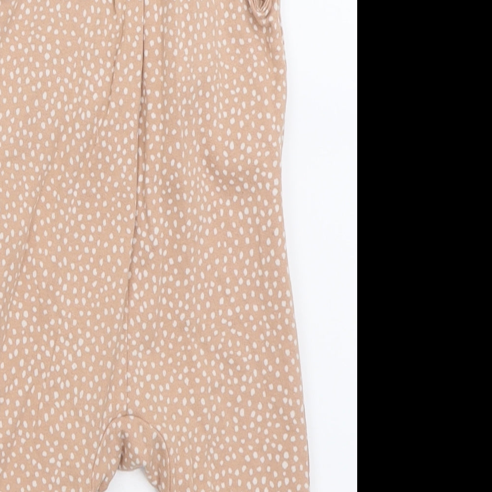 John Lewis Girls Pink Polka Dot Cotton Dungaree One-Piece Size 3-6 Months  Button