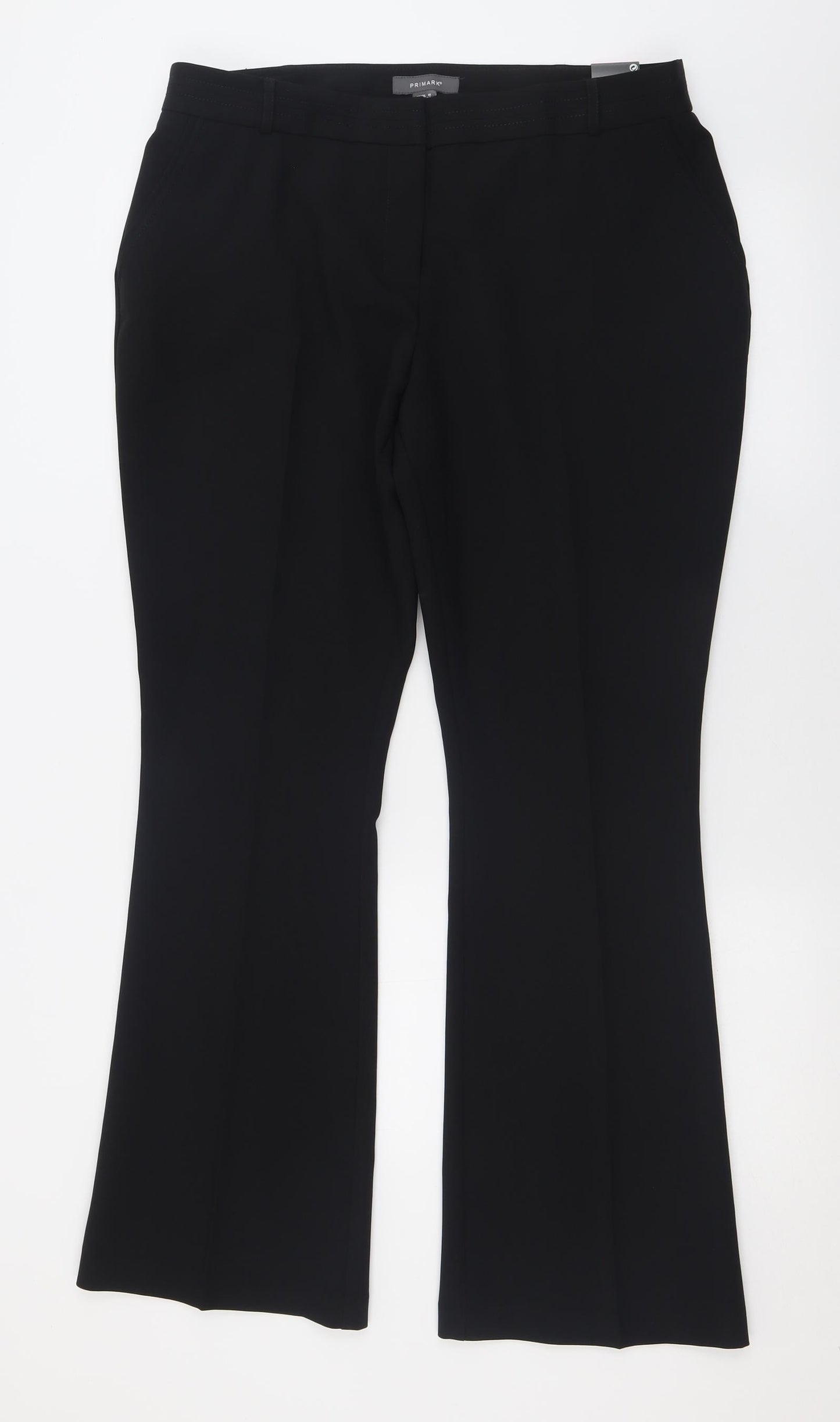Primark Womens Black  Polyester Trousers  Size 16 L32 in Regular Hook & Eye