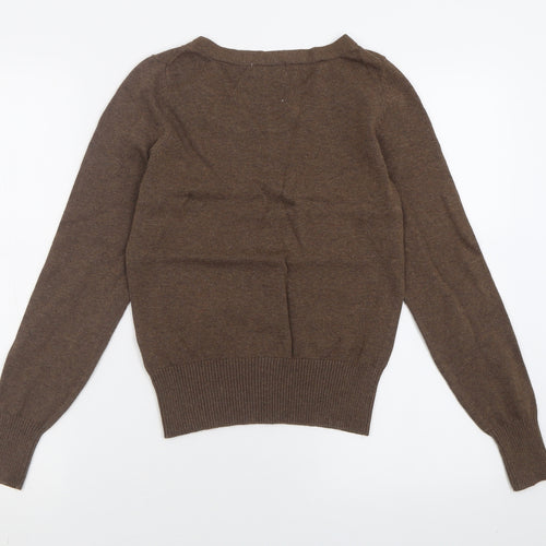 Jackpot Womens Brown Crew Neck  Cotton Pullover Jumper Size XS