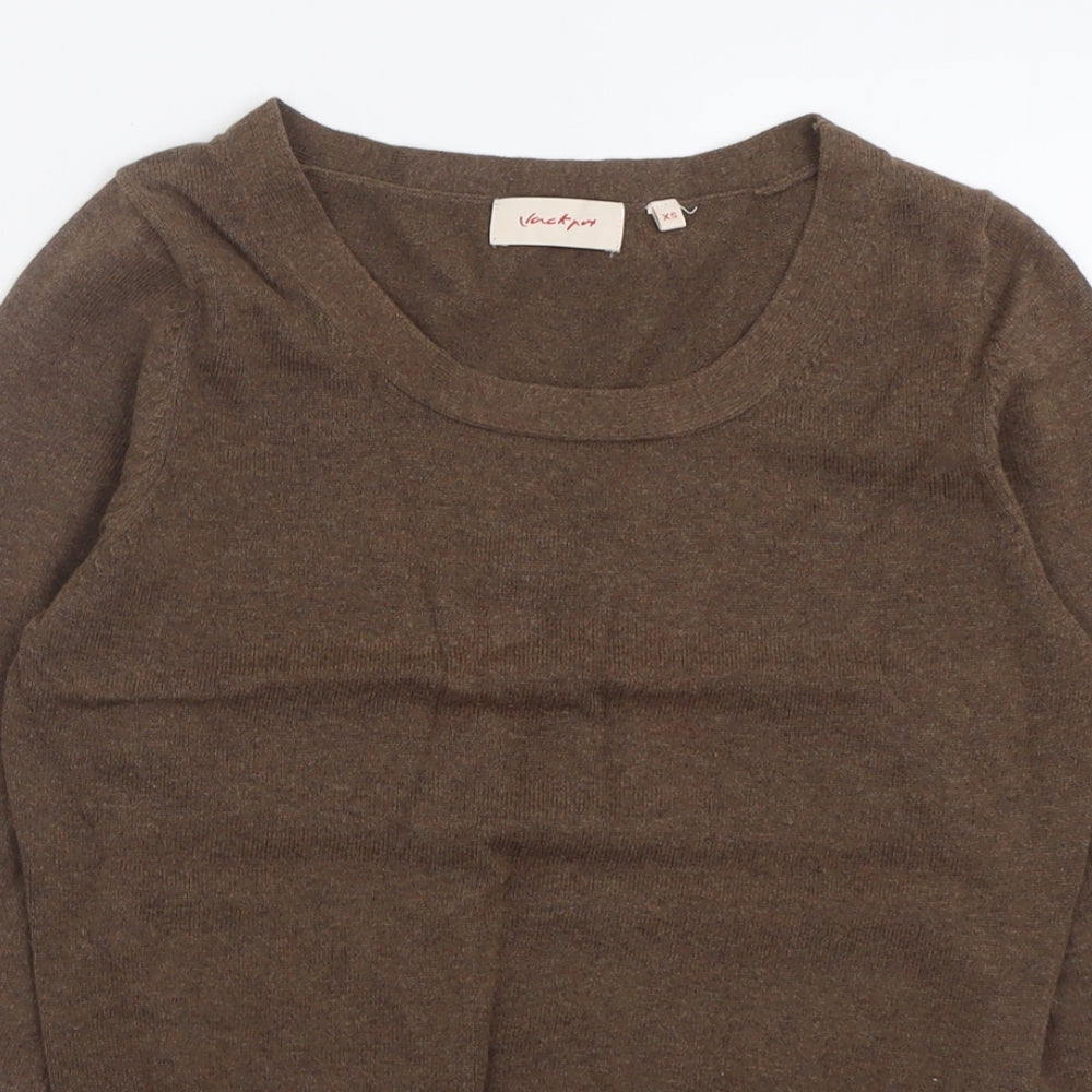 Jackpot Womens Brown Crew Neck  Cotton Pullover Jumper Size XS