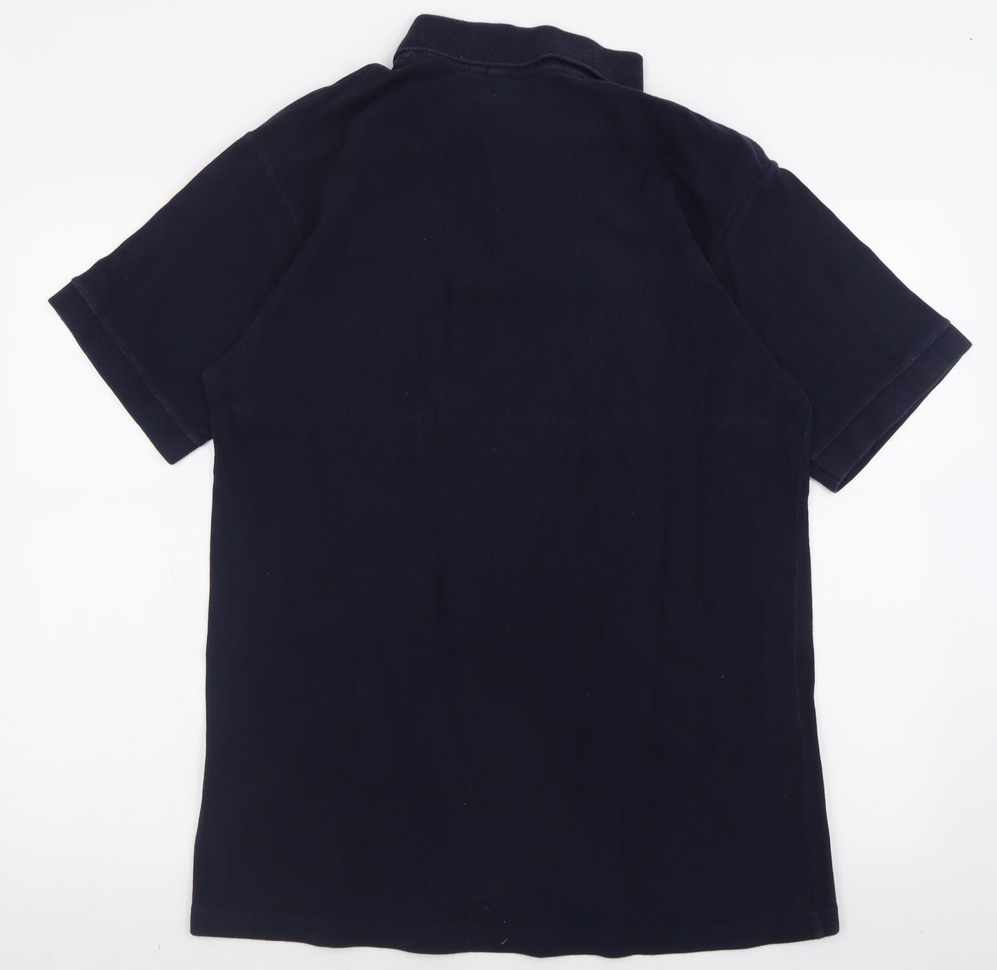 Marks and Spencer Mens Blue  Cotton  Polo Size L Collared Button - Rabbit