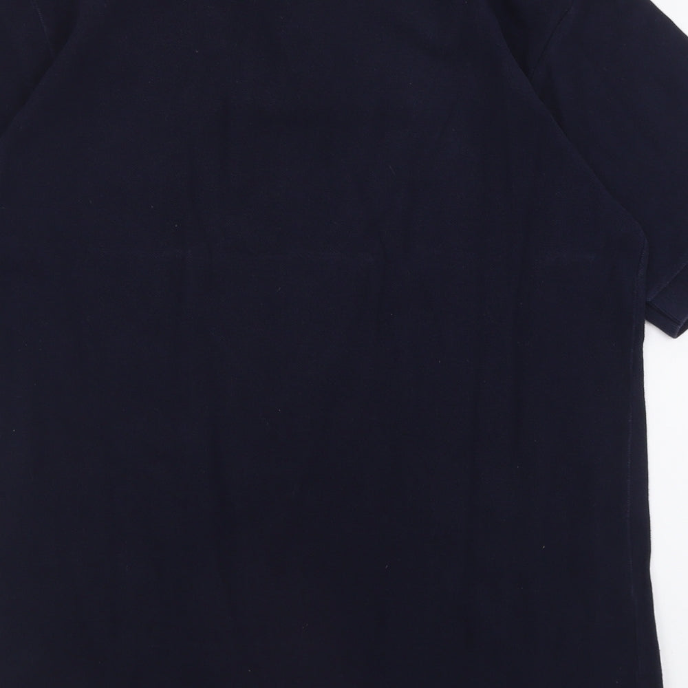 Marks and Spencer Mens Blue  Cotton  Polo Size L Collared Button - Rabbit
