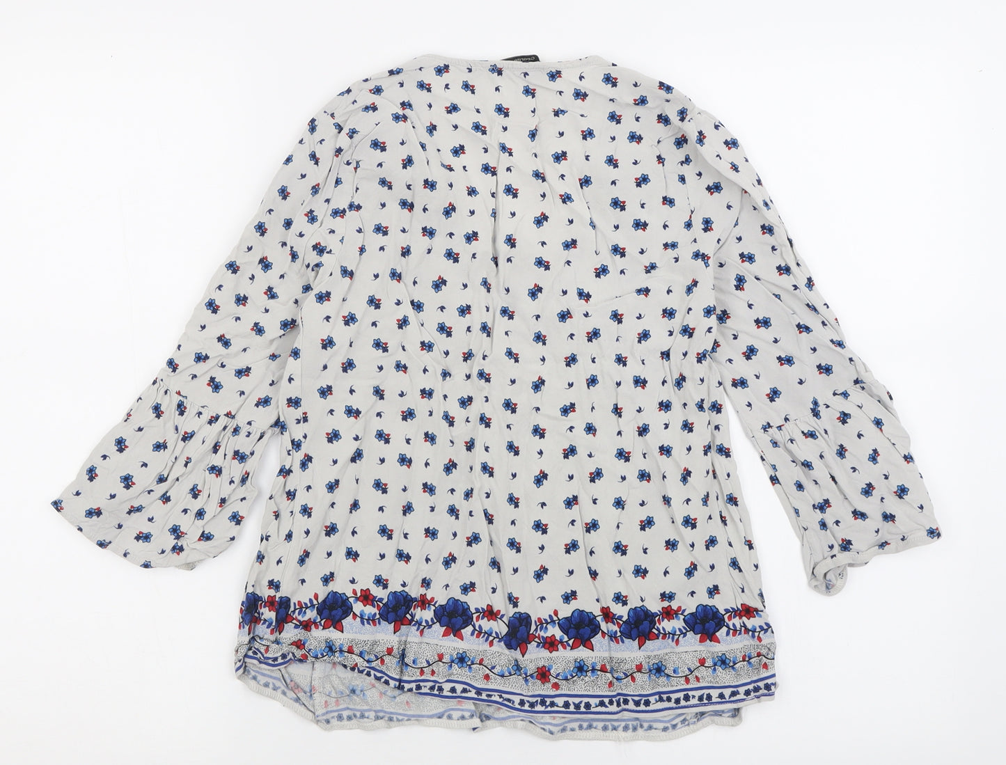 George Womens Multicoloured Floral Viscose Basic T-Shirt Size 8 V-Neck