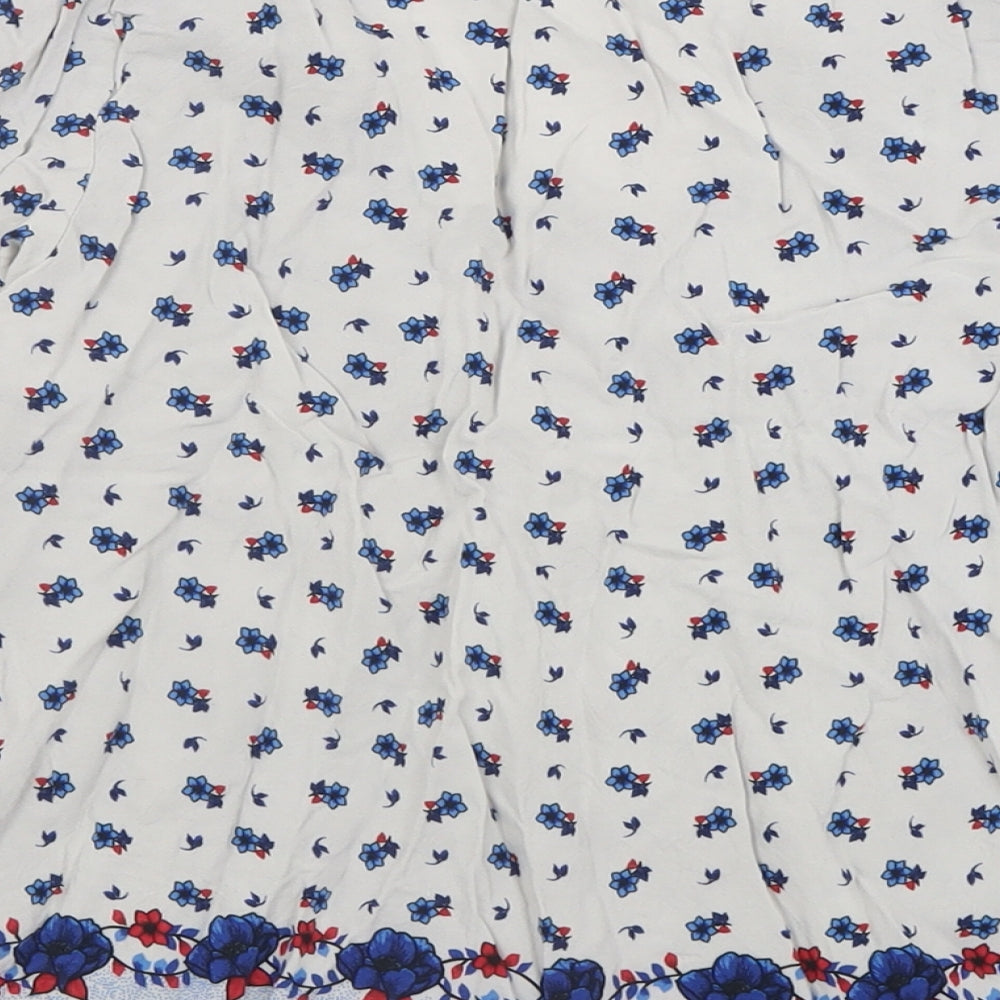 George Womens Multicoloured Floral Viscose Basic T-Shirt Size 8 V-Neck