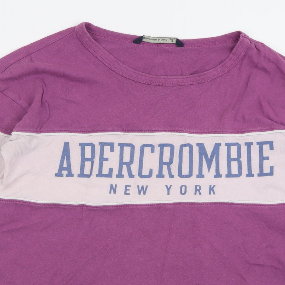 Abercrombie & Fitch Womens Purple Crew Neck  Cotton Pullover Jumper Size S