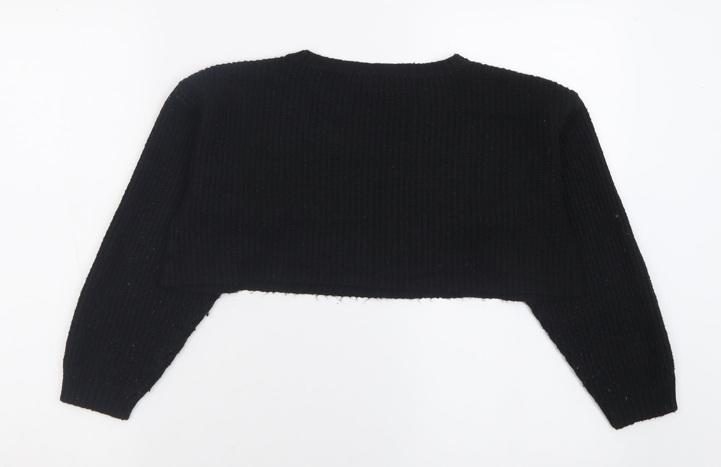 New Look Womens Black Crew Neck  Acrylic Pullover Jumper Size M   - Cropped