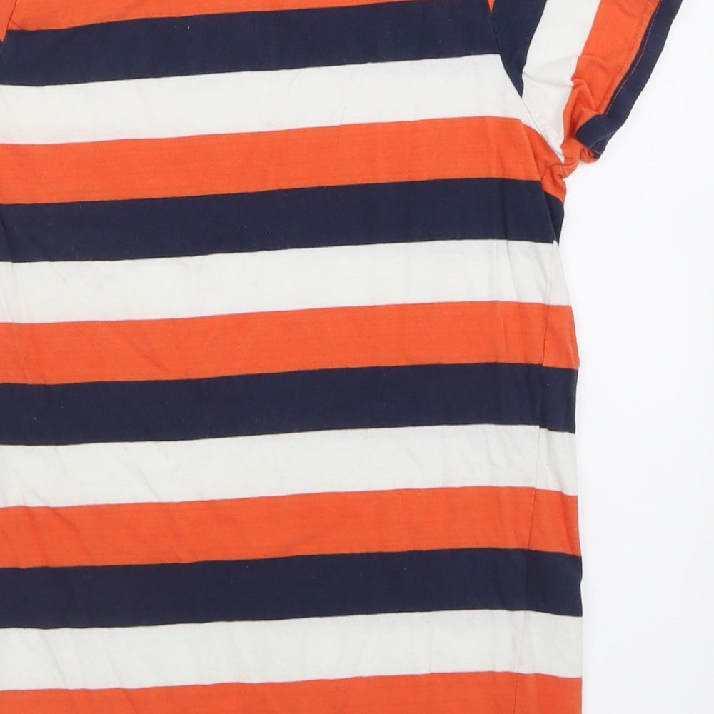 Primark Boys Orange Striped Cotton Basic T-Shirt Size 12-13 Years Crew Neck Pullover
