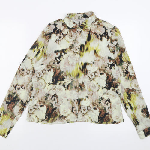 Limited Edition  Womens Multicoloured Floral Polyester Basic Button-Up Size 6 Collared