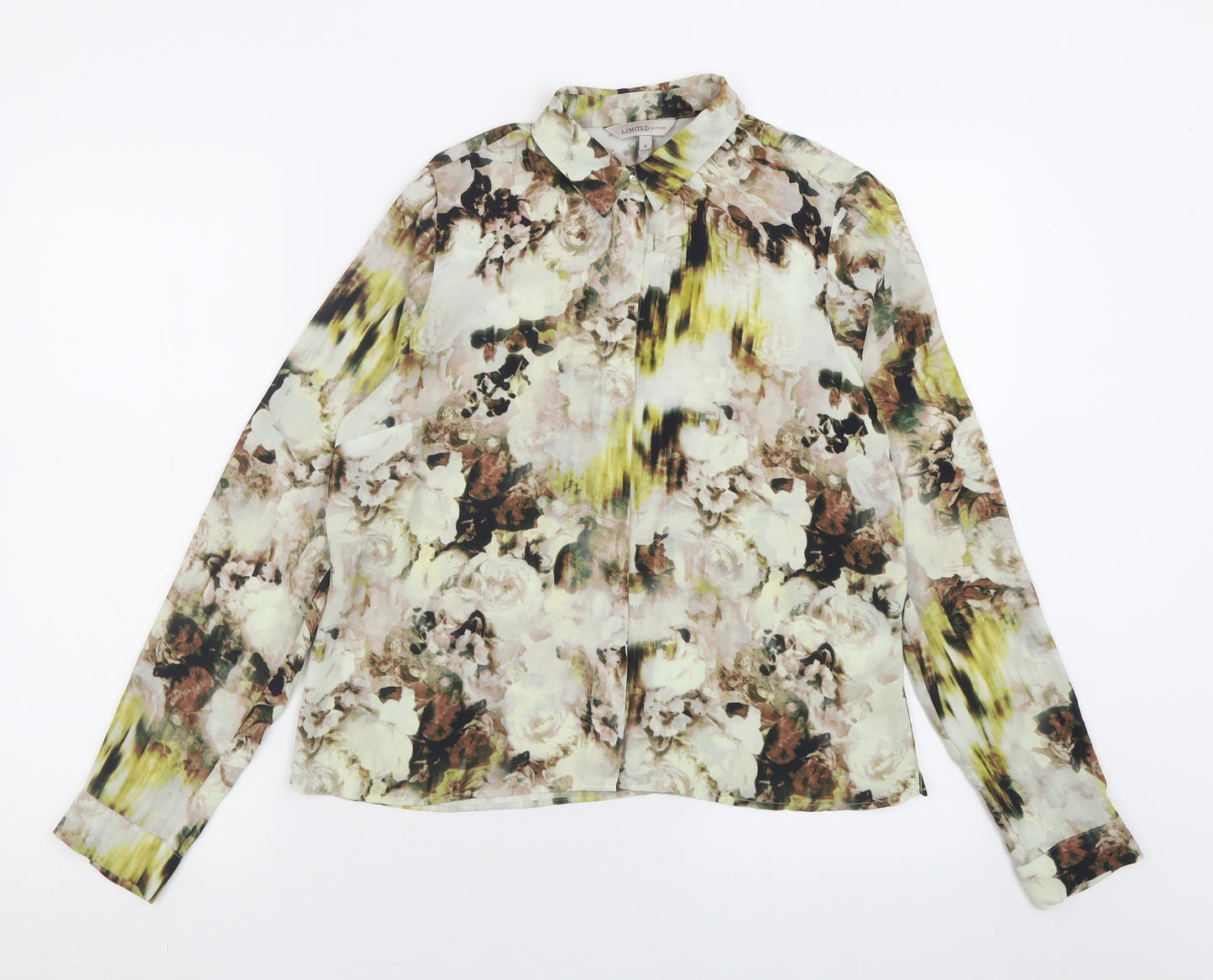 Limited Edition  Womens Multicoloured Floral Polyester Basic Button-Up Size 6 Collared