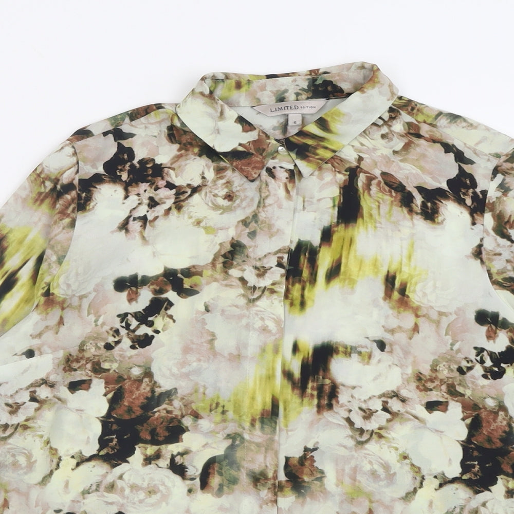 Limited Edition  Womens Multicoloured Floral Polyester Basic Button-Up Size 6 Collared