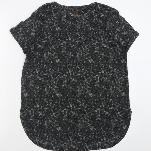 NEXT Womens Grey Geometric Polyester Basic T-Shirt Size 12 V-Neck Pullover